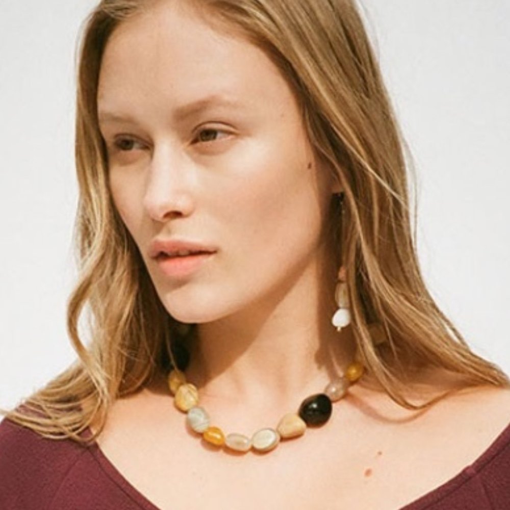 Paloma Wool multi-bead necklace in yellow, black, cream